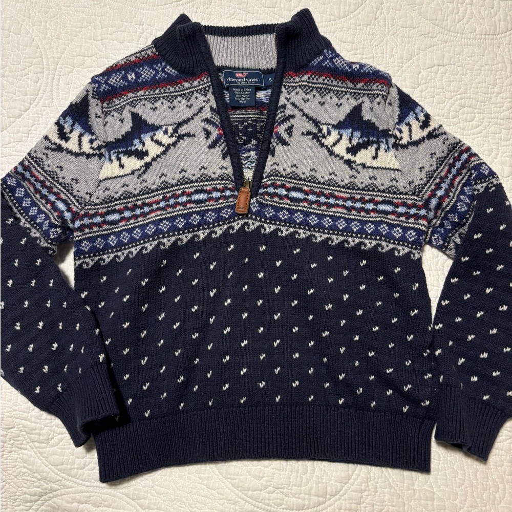 Boy’s 5, Vineyard Vines- EUC Navy Blue Fair Isle Sweater